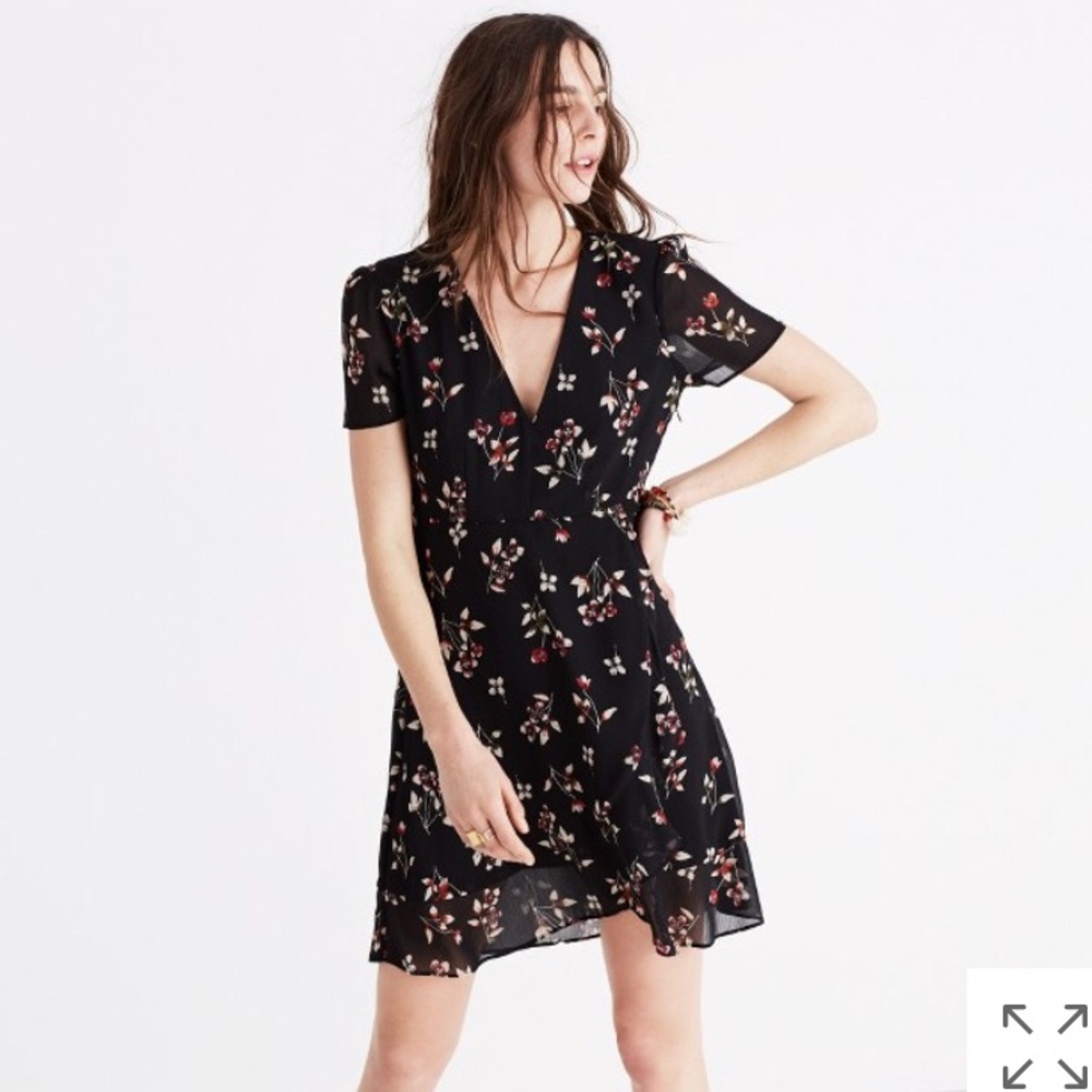 Madewell posy floral ruffle dress size 0 NWT
